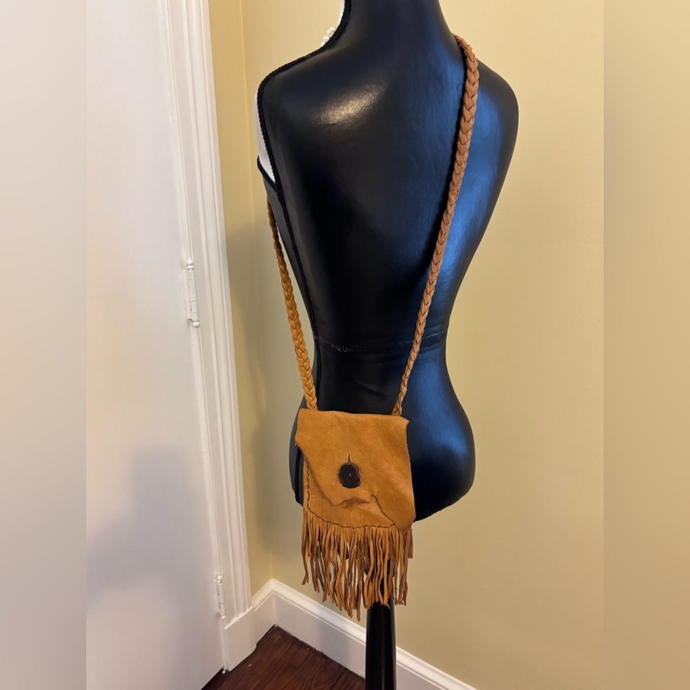 GENUINE LEATHER Cross Bag w/Fringe!  One of a kind!